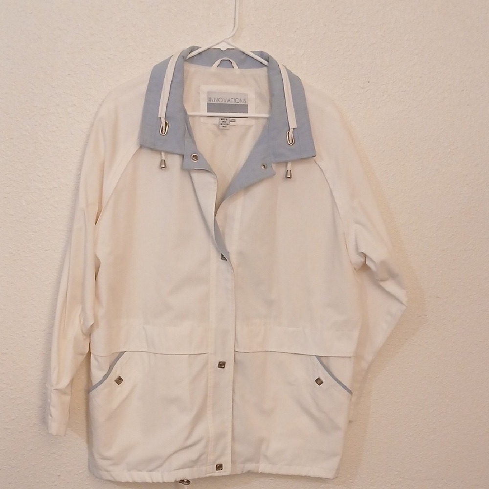Make Offer Innovations By Izzi Blue and White Utility Jacket